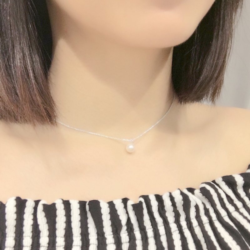 Elegant Pearl Clavicle Chain S925 Sterling Silver Necklace Anti-allergy - Collar Necklaces - Sterling Silver White