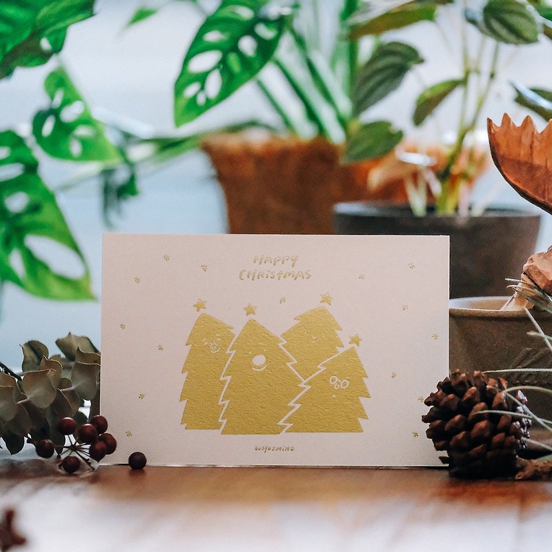 紙 卡片/明信片 白色 - WHOSMiNG 聖誕卡片- HAPPY CHRISTMAS / 米白
