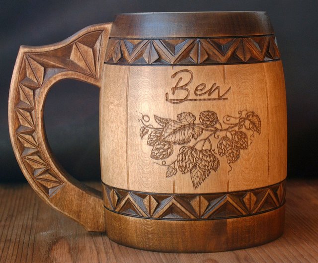 Tree of life Wooden beer mug Man birthday gift anniversary gift viking gift  - Shop WOODCARV Mugs - Pinkoi