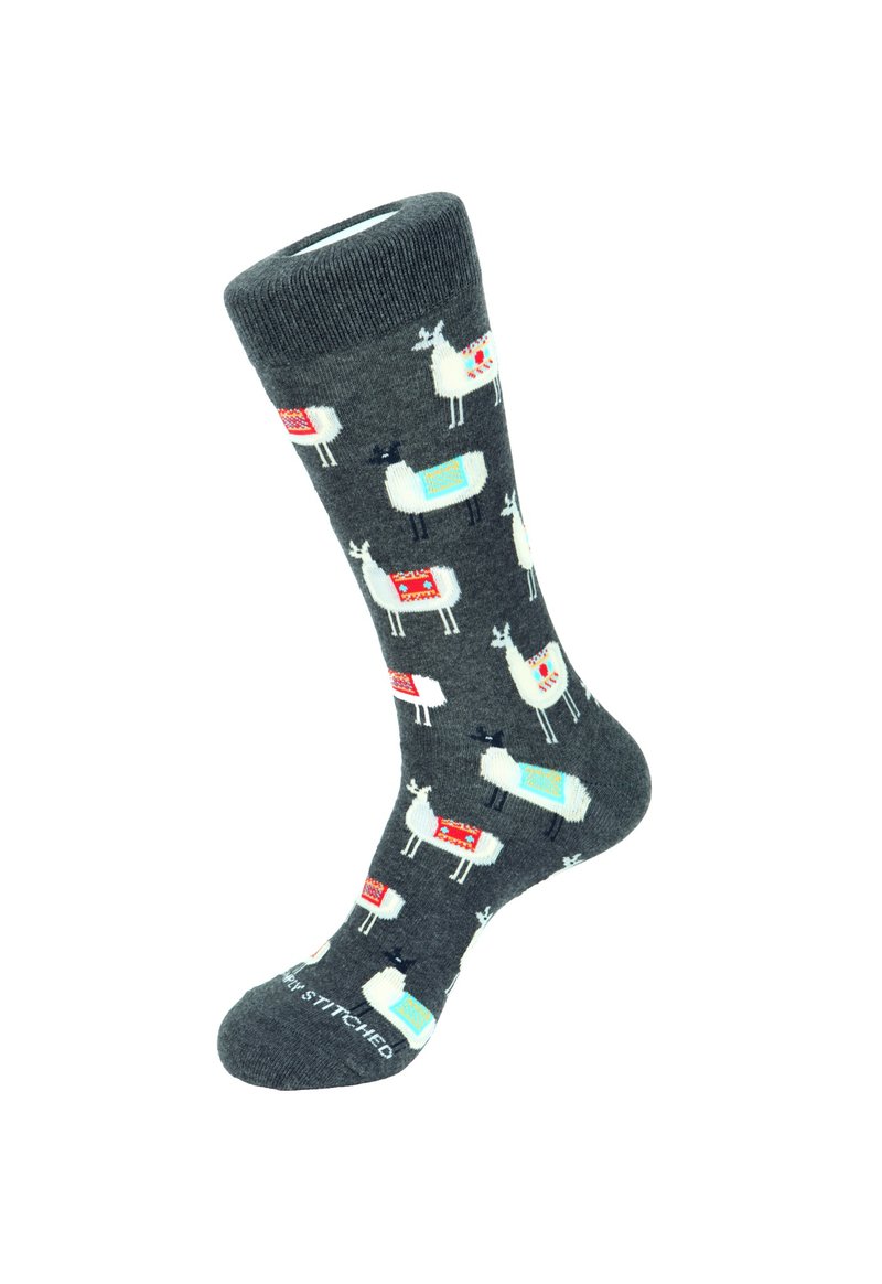 Alpaca Socks 草泥馬圖案襪子 by Unsimply Stitched - 襪子 - 棉．麻 灰色