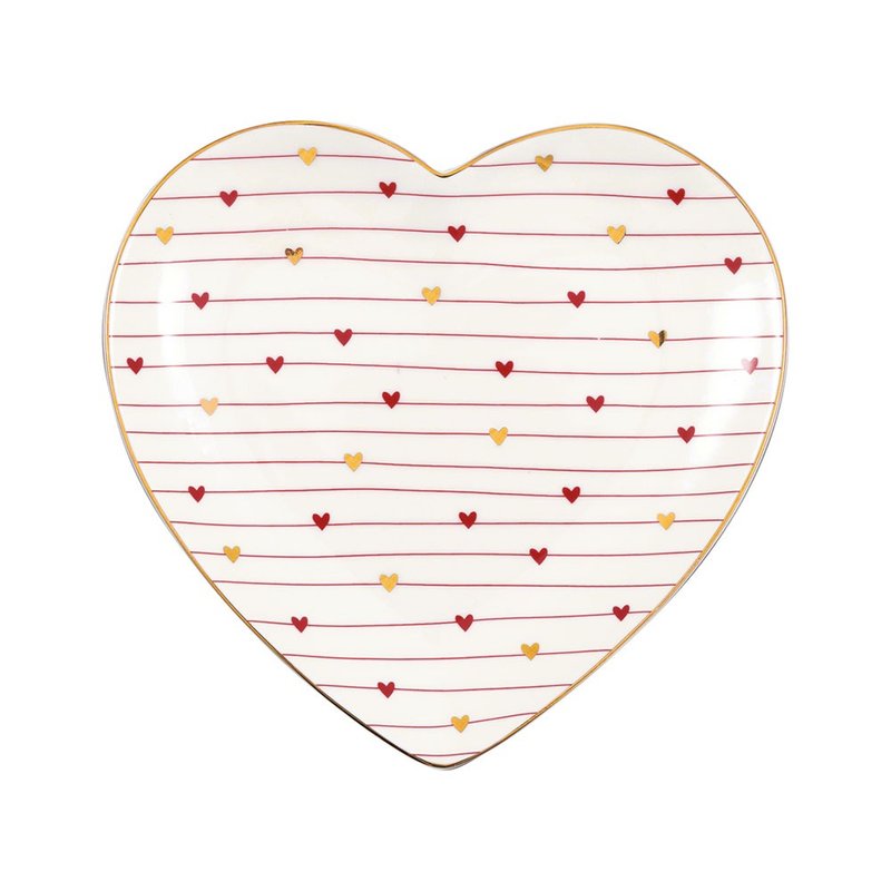 [New Product] Danish GreenGate Grace white heart-shaped dinner plate - Plates & Trays - Pottery Pink