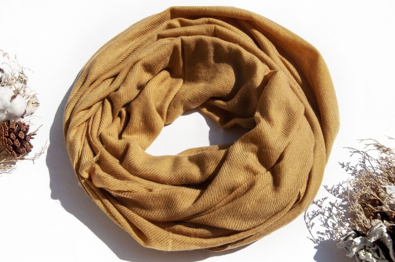 喀什米爾Cashmere/羊絨圍巾/純羊毛圍巾披巾/戒指絨披肩-咖啡拿鐵 - 圍巾/披肩 - 羊毛 多色