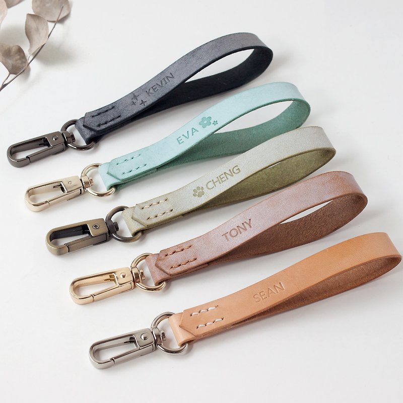 Customized leather keychain keychain gift (free engraving/multiple colors available) - Keychains - Genuine Leather Brown