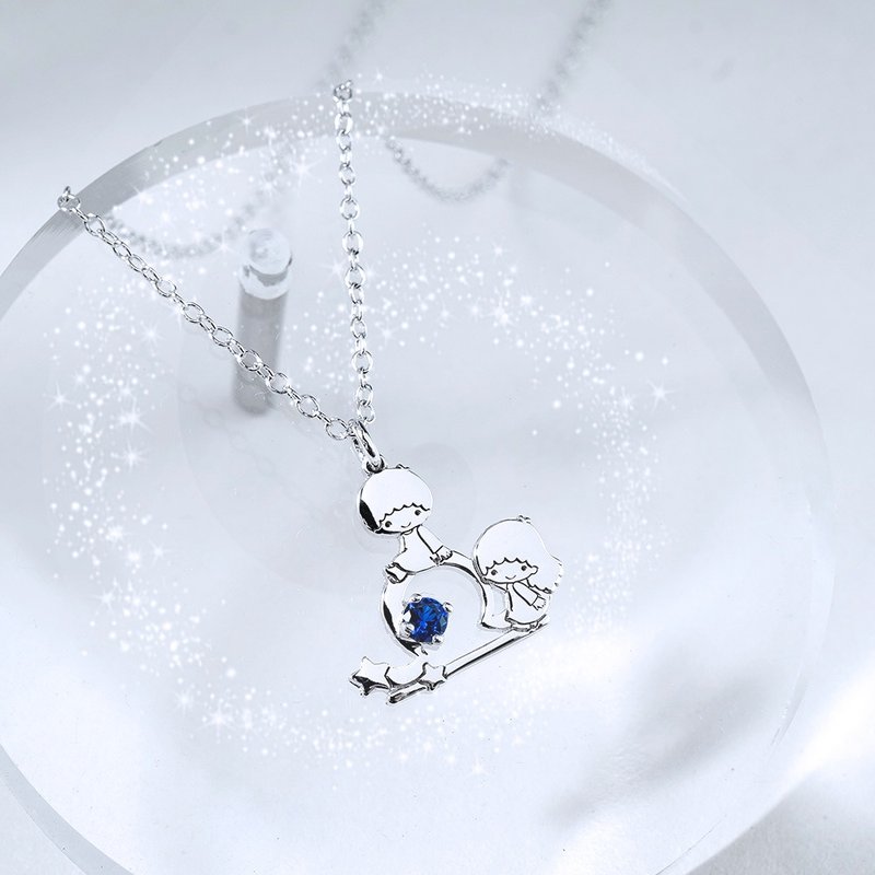 【客製化禮物】KikiLala星座系列-雙子星天秤座誕生石純銀項鍊 - 項鍊 - 純銀 多色