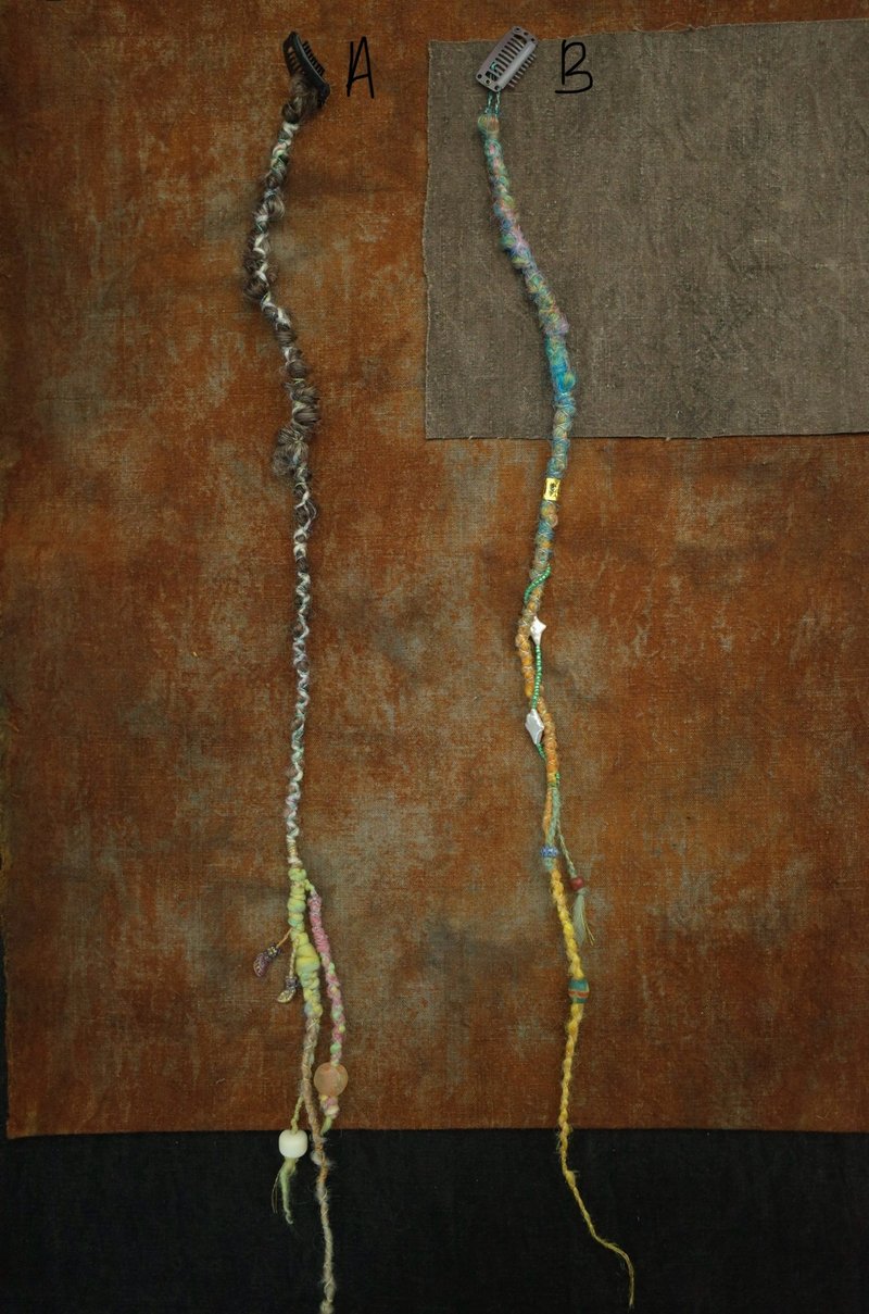 Dreadlocks clip-in髒辮髮夾 可拆式 髒辮假髮片(Brown/ blue) - 髮夾/鯊魚夾 - 其他材質 多色