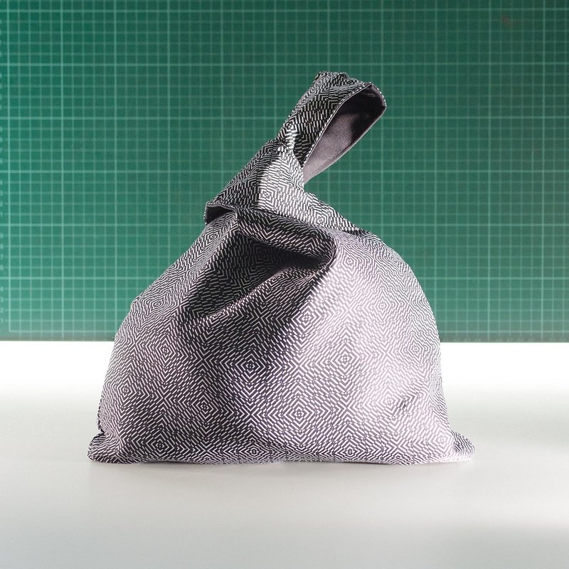 Double-sided wrist bag black pouch - Handbags & Totes - Cotton & Hemp Black