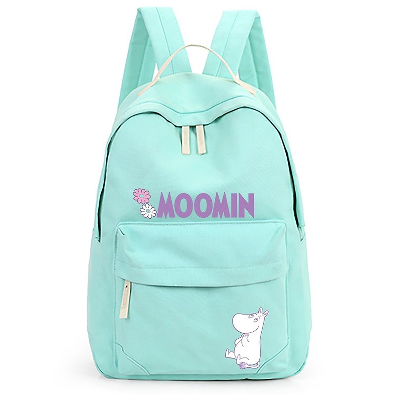 Moomin嚕嚕米授權-拉鍊後背包(淺綠) - 後背包/書包 - 棉．麻 綠色