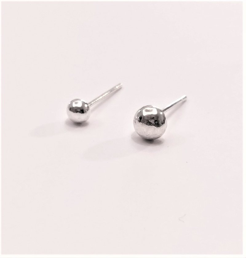 │Simple│Hand-feeling Silver beans• Ear pins• Light earrings• Sterling silver earrings - Earrings & Clip-ons - Sterling Silver 