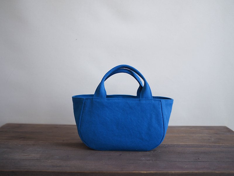 Made-to-order round tote with lid S blue - Handbags & Totes - Cotton & Hemp Blue