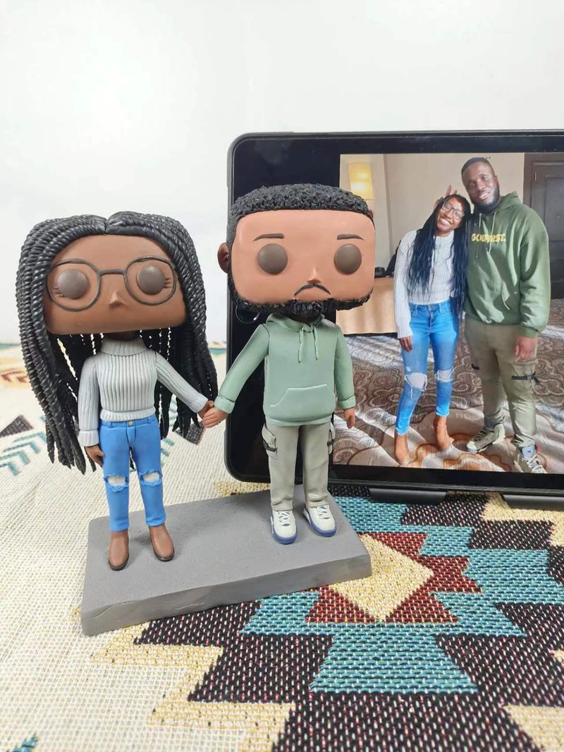 客製化3D人像公仔 訂製手工Funko Pop情侶父母夫妻結婚週年禮物 - 公仔/玩偶 - 黏土 多色