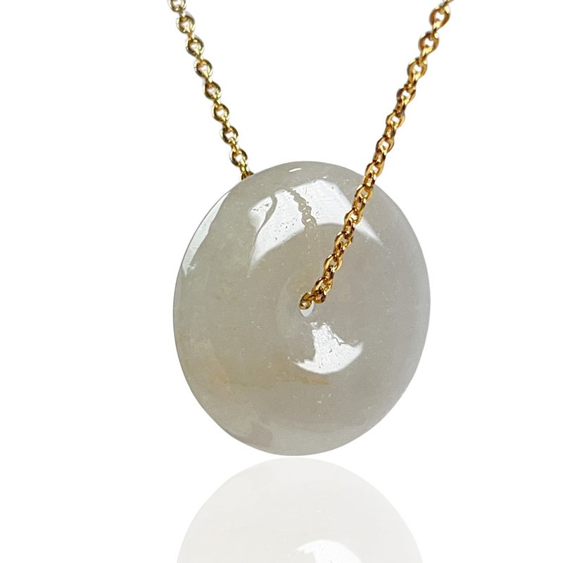 【May‧Peace】Ice Yellow Jadeite Peace Buckle Necklace | Natural Burmese Jadeite Grade A | Gift - สร้อยคอ - หยก สีเหลือง