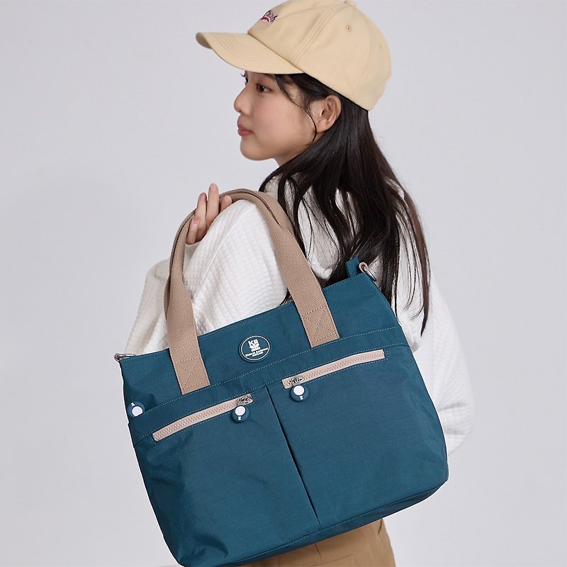 [Kinloch Anderson] Misty Forest Zipper Front Bag Hand-Side Side Bag-Blue - กระเป๋าแมสเซนเจอร์ - ไนลอน สีน้ำเงิน