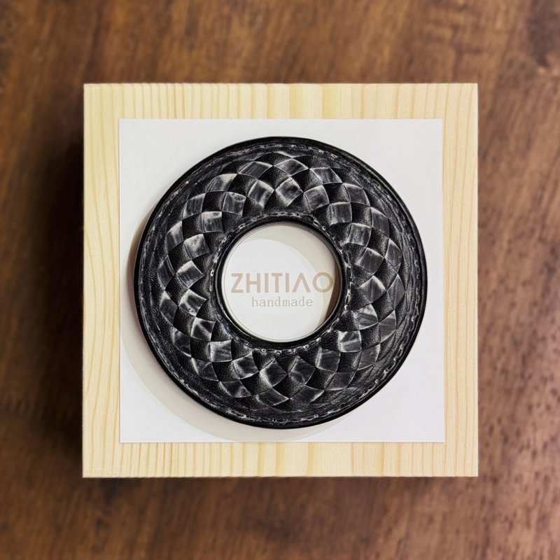 原創手工製作牛皮劍道刀鐔 超維弦切 霧蠟黑 劍鍔 Tsuba - 運動配件 - 真皮 黑色