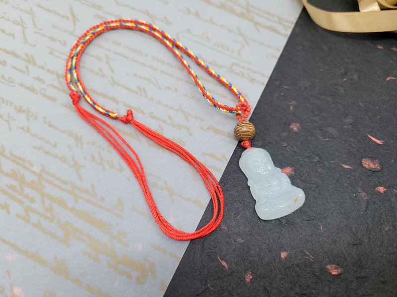 [Pro-Cui] Gold-sprinkled baby Amitabha Buddha worn by natural emerald children - Omamori - Jade Red