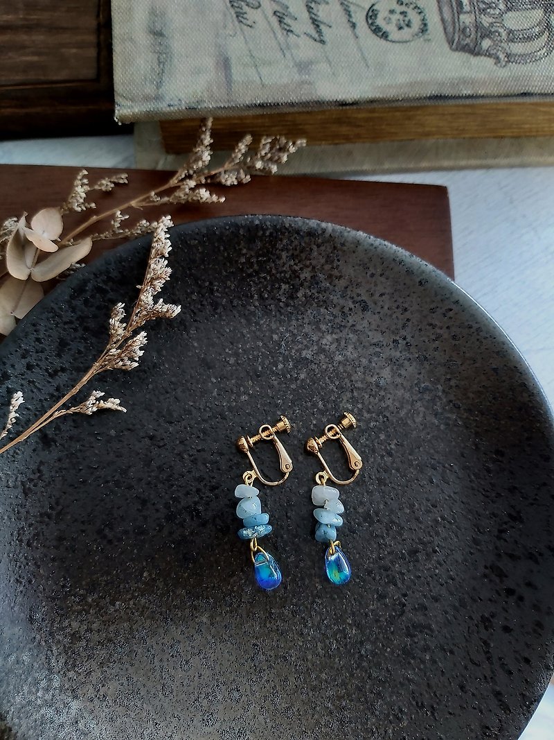 Aiyana Ocean Series Aquamarine Glazed Earrings-Ear Pins/ Clip-On - Earrings & Clip-ons - Crystal Blue