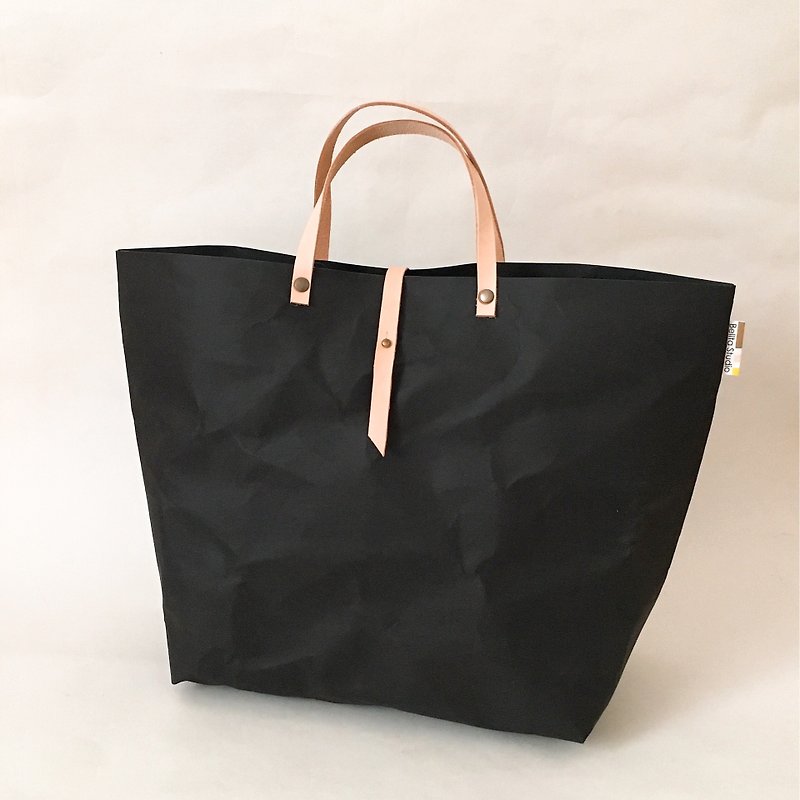 Tote Bag Large with Closure no lining : Kraft paper bag - กระเป๋าเอกสาร - กระดาษ สีดำ