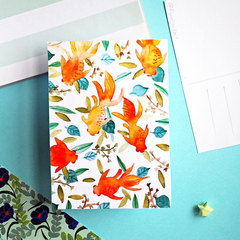 Goldfish watercolour postcard - Cards & Postcards - Paper Multicolor