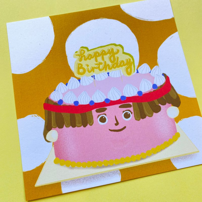 食物研究所生日蛋糕生日卡 - 卡片/明信片 - 紙 多色
