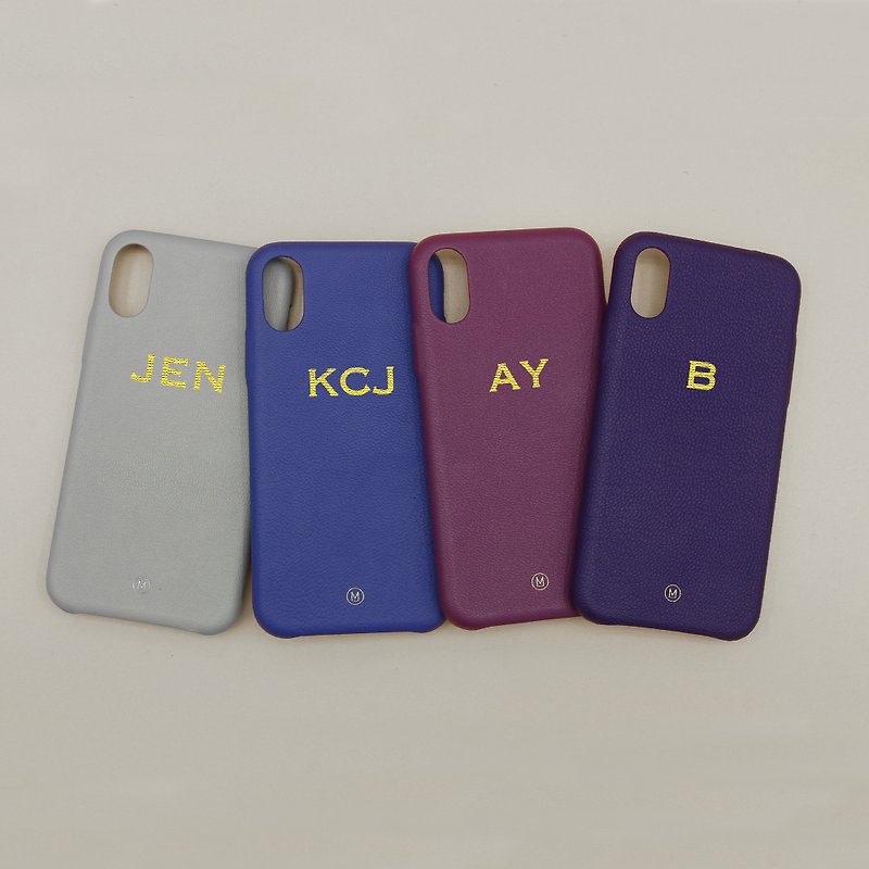 [Free shipping on full quota] Customized gift genuine leather deep purple lavender iPhone case_01378 - เคส/ซองมือถือ - หนังแท้ สีม่วง