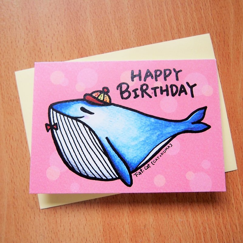 Birthday Card-Whale - การ์ด/โปสการ์ด - กระดาษ หลากหลายสี