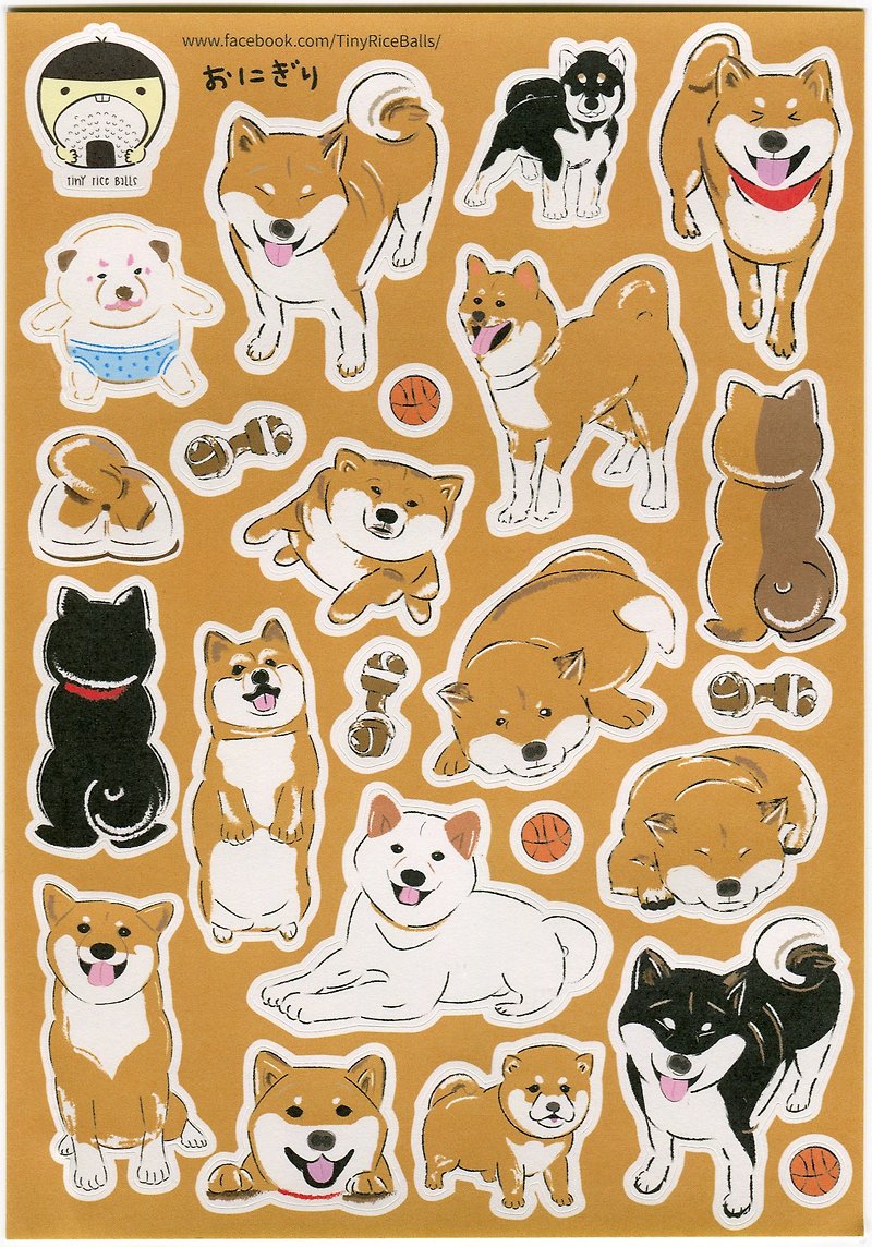 Shiba Inu Small Stickers - สติกเกอร์ - กระดาษ สีส้ม