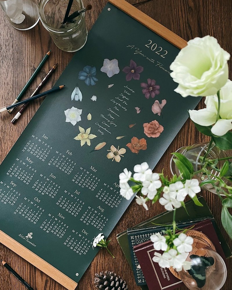 Season Clearance Offer / 2022 Monthly Flower Calendar Wall Calendar - Calendars - Other Man-Made Fibers Multicolor