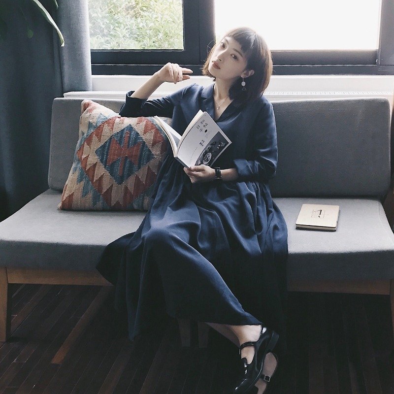 French elegant dress | dress | Tencel | independent brand | Sora-43 - ワンピース - コットン・麻 