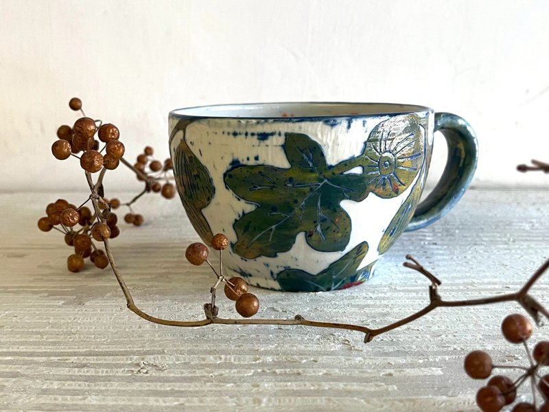 無花果素寫湯碗麥片碗_陶瓷餐碗 - 碗 - 瓷 綠色