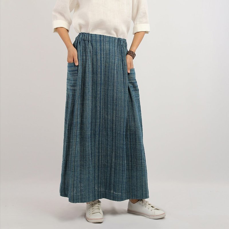 Natural Dyed Cotton Hemp Skirt / Indigo