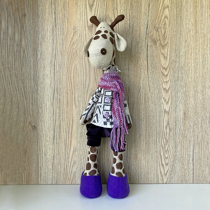 Giraffe doll, Stuffed giraffe toy, Giraffe birthday gift, Best friend gift - Stuffed Dolls & Figurines - Linen Purple