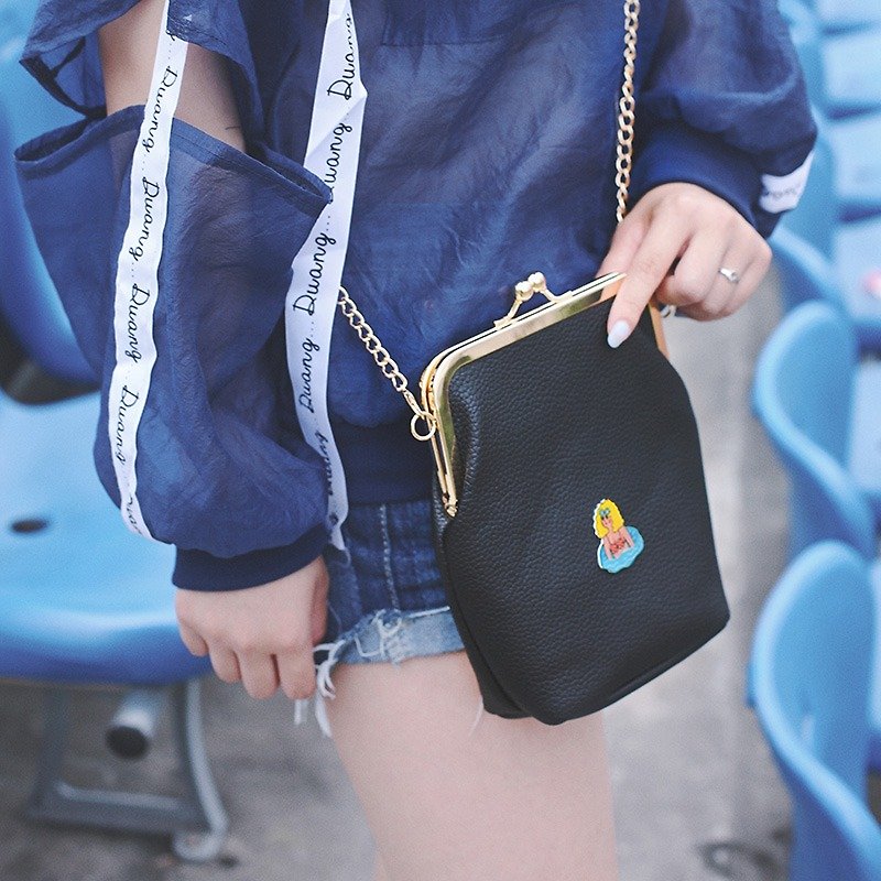 夏のビキニの女の子のミニショルダーバッグ斜めのパッケージ輸出金の贈り物 - ショルダーバッグ - 革 ブラック