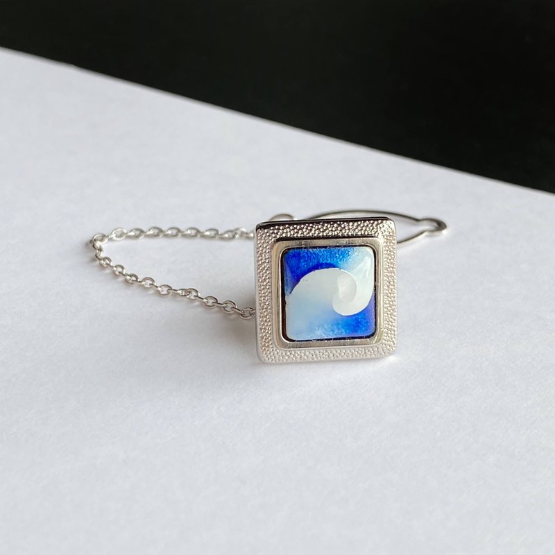 渦【ターコイズ Turquoise】七宝焼のタイタック ラペルピン 純銀胎有線七宝 - 領帶/領帶夾 - 其他材質 藍色
