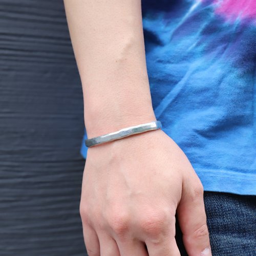 Tin x silver bracelet [Round Tin Bangle] Bangle Metal Silver