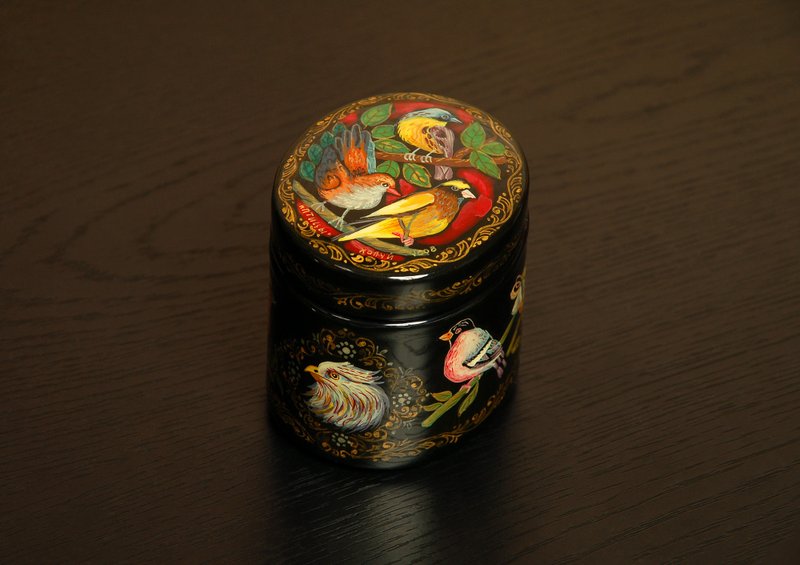 Birds lacquer box hand-painted jewelry box Kholui decorative Art - 擺飾/家飾品 - 其他材質 