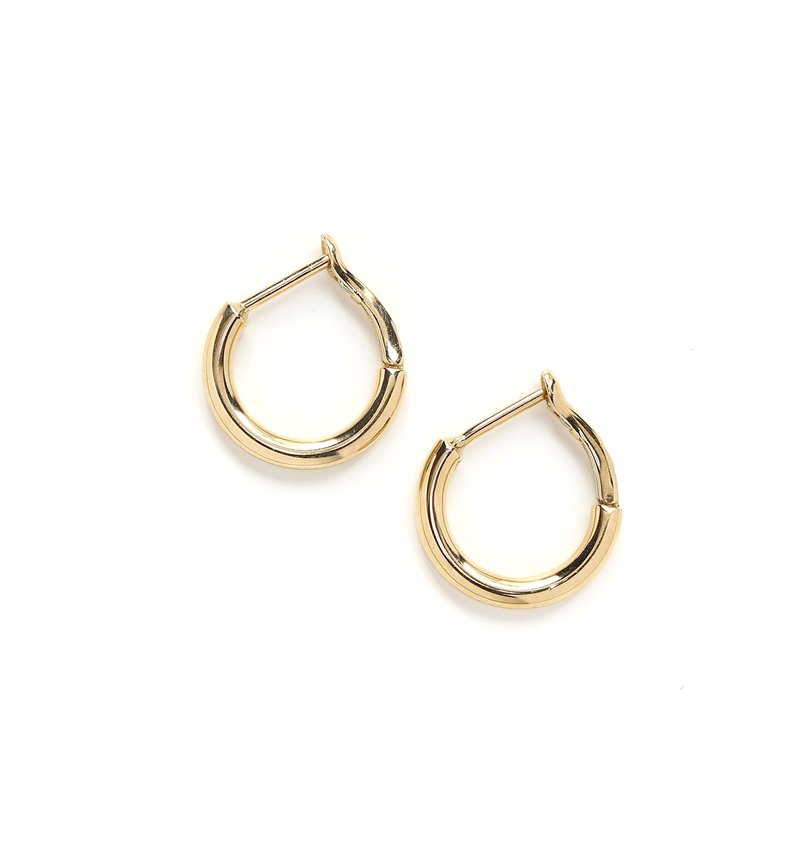 [Made in Japan] K18YG (18K yellow gold) One-touch hoop earrings 12mm x 2mm [Pair] - ต่างหู - โลหะ สีทอง