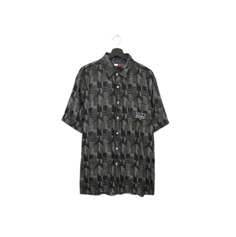 Back to Green-短袖花襯衫 Tommy漆黑高樓 ss-55//vintage shirt - 男襯衫/休閒襯衫 - 棉．麻 
