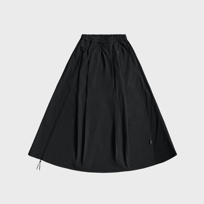 DYCTEAM - Crinkled technical nylon skirt (black) - 裙子/長裙 - 其他材質 黑色