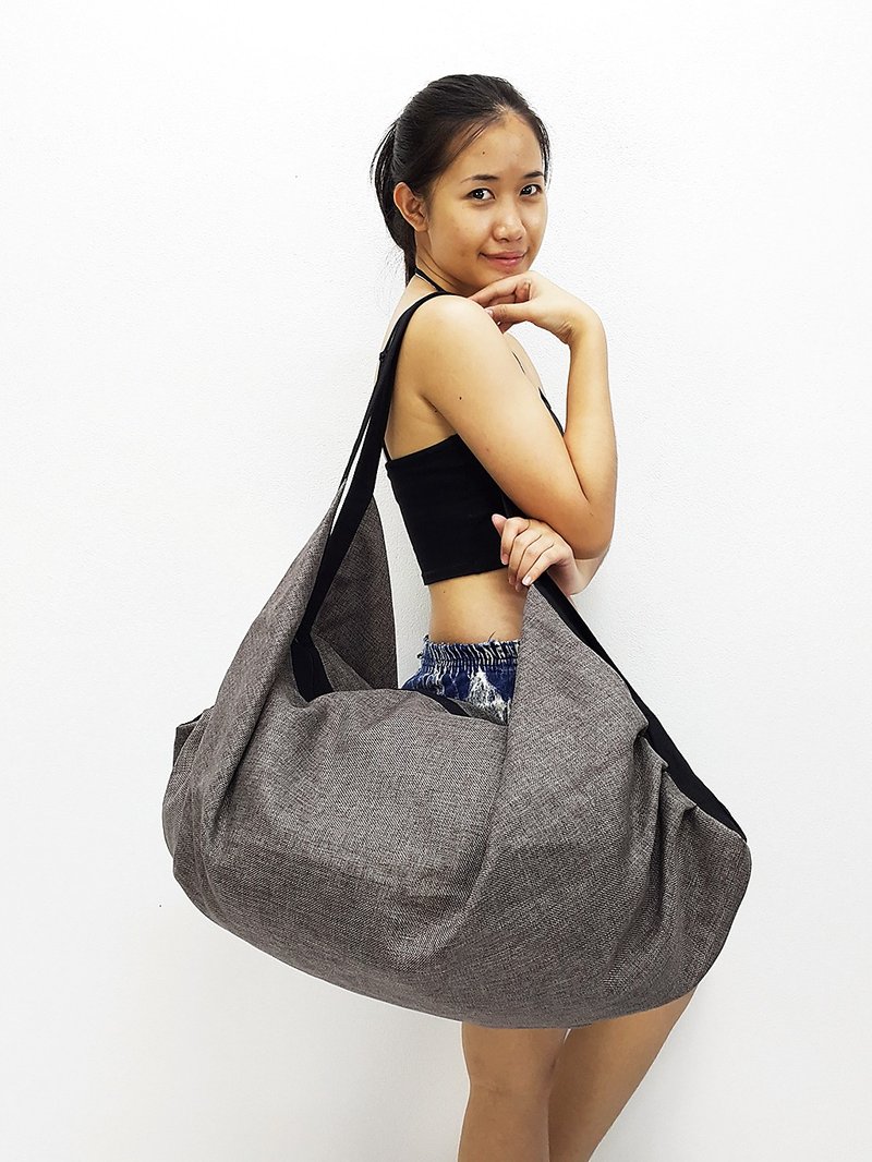 Cotton Bag Backpack Hobo bag boat shape bag Shoulder bag Crossbody Bag - 其他 - 棉．麻 咖啡色
