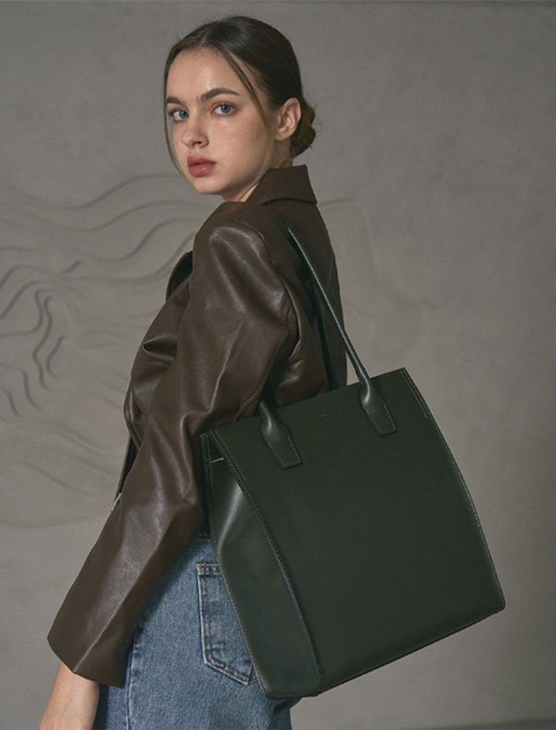 韓國ROSA BAG | 深綠色 | 大容量 手袋 單肩包 - 側背包/斜背包 - 人造皮革 綠色