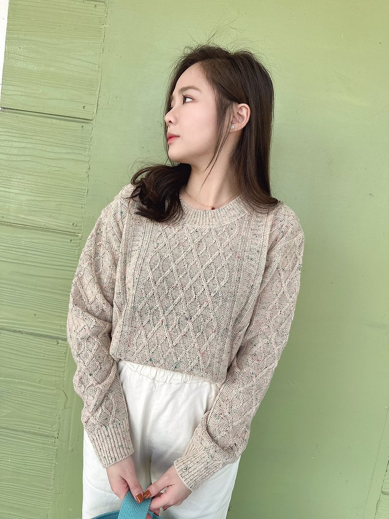 Venus colorful dot short sweater (apricot)-Made in Taiwan-Knitwear-Sweater - Women's Sweaters - Polyester 