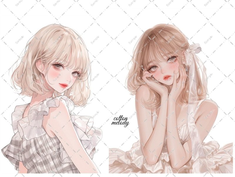 original sticker no.6352 人物ステッカー オリジナルステッカー 人物ステッカー 女の子ステッカー オリジナル人物ステッカー - 貼紙 - 紙 