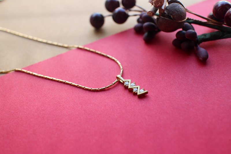 Meteor shower-zircon brass handmade necklace - Necklaces - Copper & Brass Gold