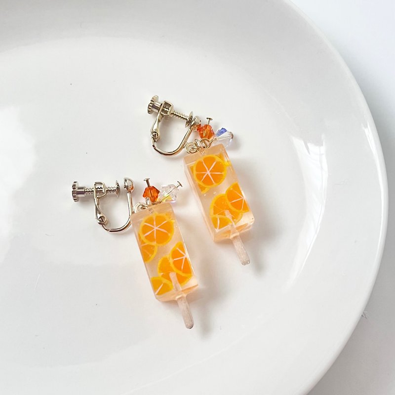 orange popsicle Clip-On - Earrings & Clip-ons - Acrylic Orange