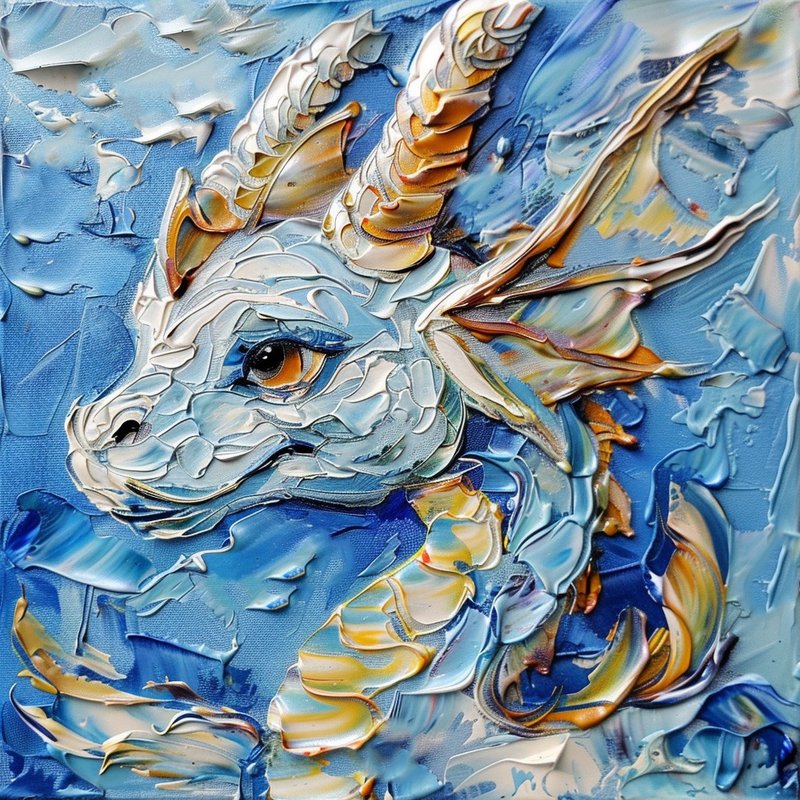 Dragon Oil Painting Mythical Animals Original Art Baby Dragon Wall Art Decor - 壁貼/牆壁裝飾 - 其他材質 多色