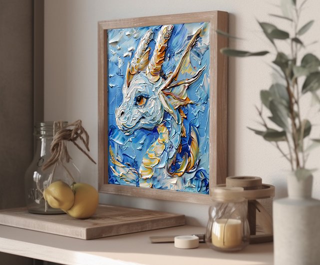 ドラゴン油絵伝説の動物オリジナル子供用アートドラゴン壁アート装飾