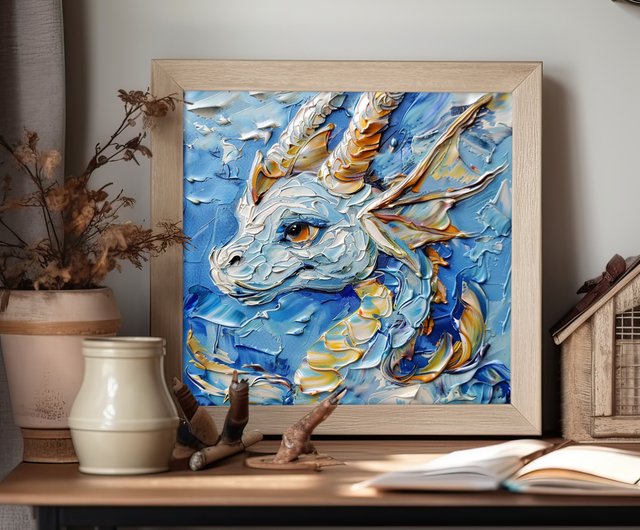 ドラゴン油絵伝説の動物オリジナル子供用アートドラゴン壁アート装飾