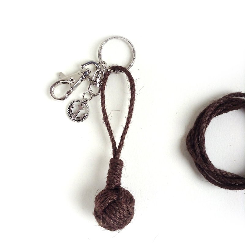 Anne's Handmade  | Handmade Sailor Knot Key chain - dark chocolate - Keychains - Cotton & Hemp Brown