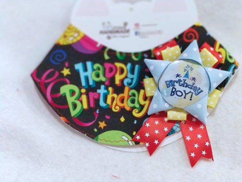 Birthday scarf Happy Birthday + birthday Boy badage badge - Clothing & Accessories - Cotton & Hemp 