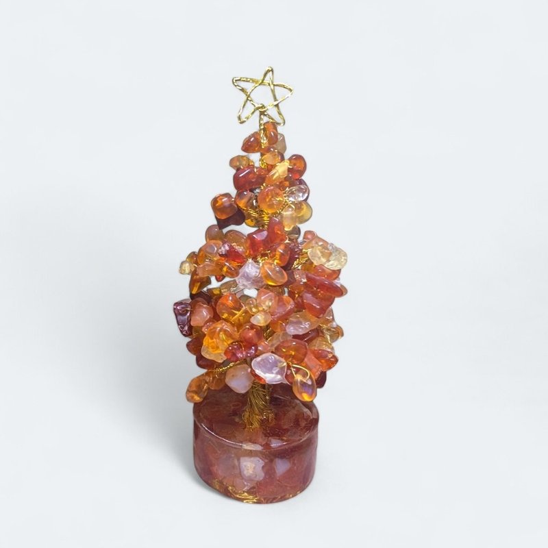 Fire Opal Ore Small Christmas Tree Lucky Tree Crystal Tree Lucky Tree - Items for Display - Semi-Precious Stones Red