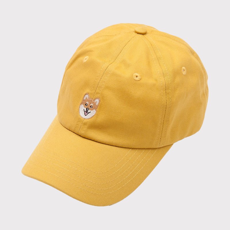 【Pjai】Embroidery Dad Hat - Yellow (AC101) - Hats & Caps - Cotton & Hemp Yellow